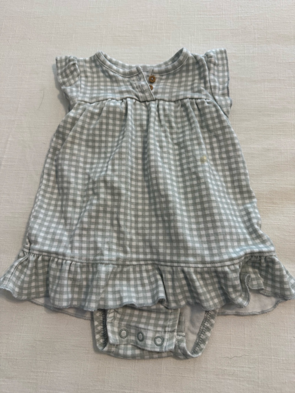 Carter's Light Gray and White Gingham Ruffle Baby One-Piece Bodysuit
